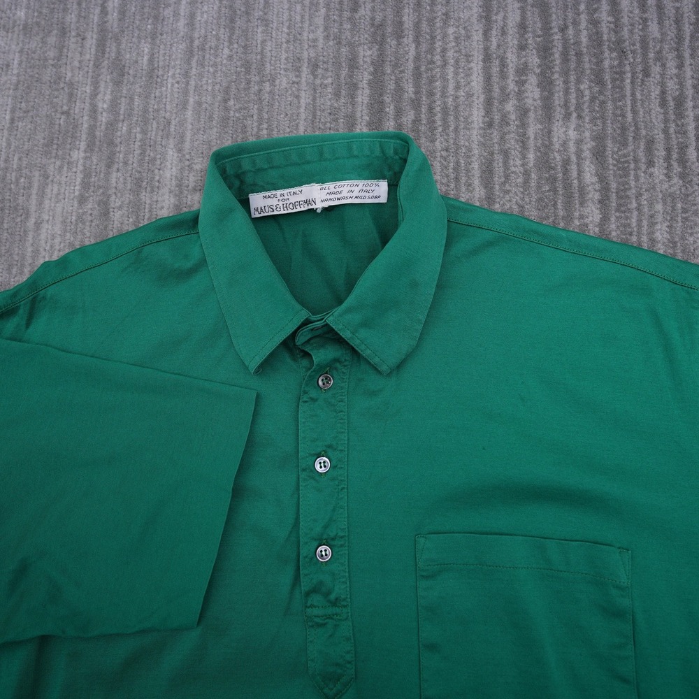 Maus & Hoffman Green Filo di Scozia Cotton Polo Shirt Men Made Italy Pocket XL